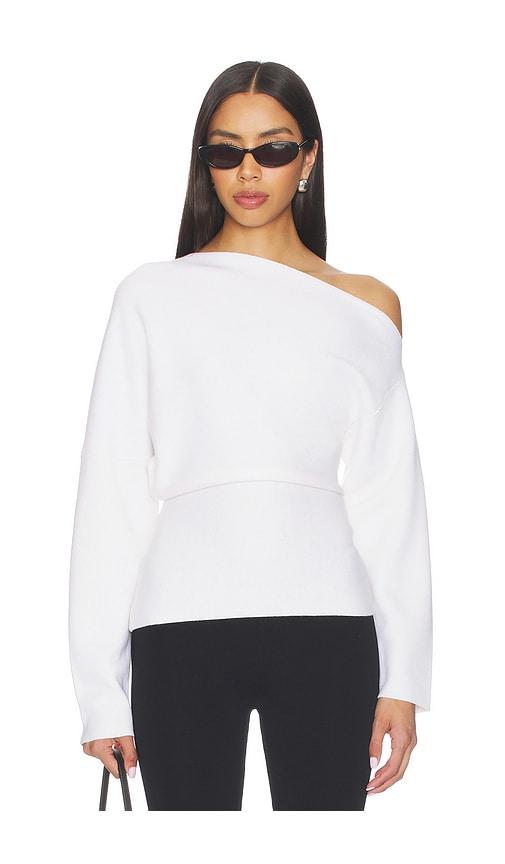 EAVES Rachelle Draped Knit Top in White by EAVES