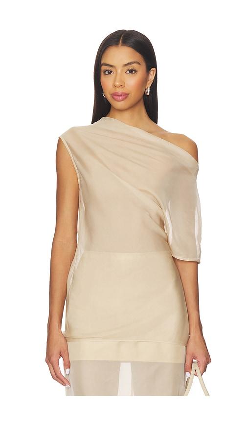 EAVES Saeunn Asym Top in Beige by EAVES