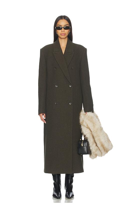 EAVES Sif Manteco Wool Coat in Green by EAVES