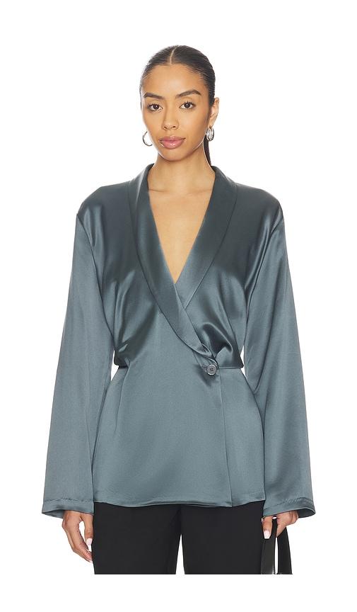 EAVES Sigrun Slouch Waist Robe Top in Charcoal by EAVES