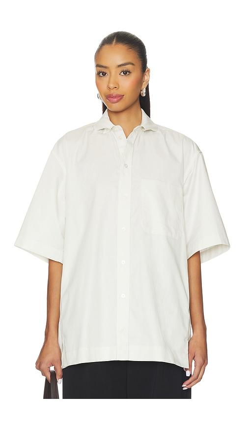 EAVES Svann Micro Collar Shirt in White by EAVES