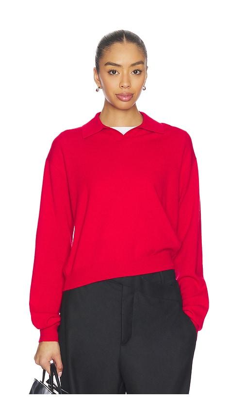 EAVES Whinifred Knit Polo in Red by EAVES