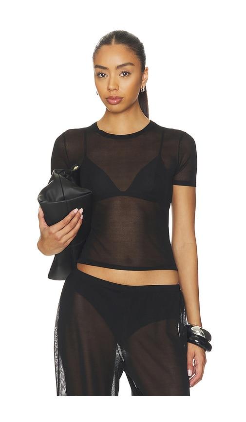 EAVES Wrenley Knit Tee in Black by EAVES