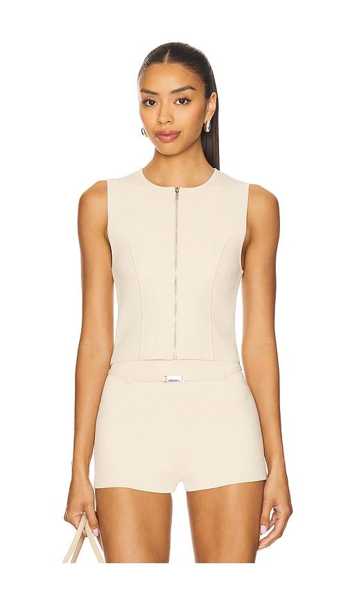EAVES Zarina Sport Zip Tank in Beige by EAVES