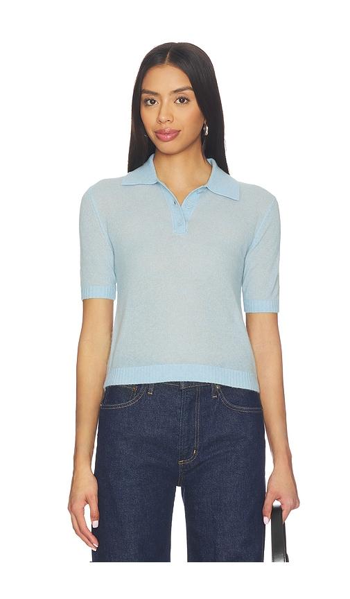 EAVES x Jasmine Tookes Emmery Light Knit Polo in Baby Blue by EAVES
