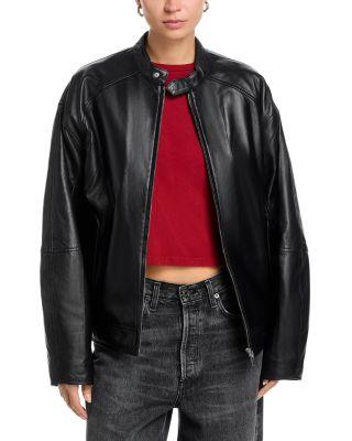 Domenico Leather Bomber Jacket by EB DENIM