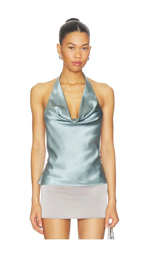EB Denim Cassia Halter Tank Top in Blue by EB DENIM