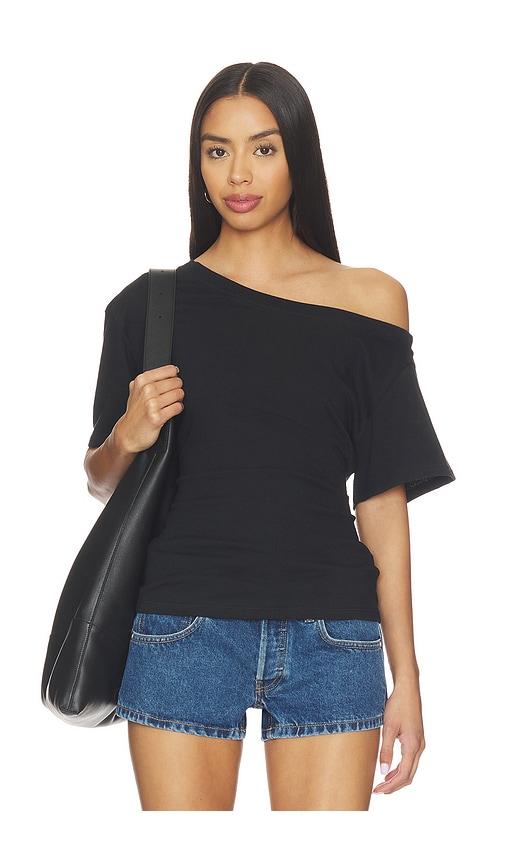 EB Denim Elena Off The Shoulder Tee in Black by EB DENIM