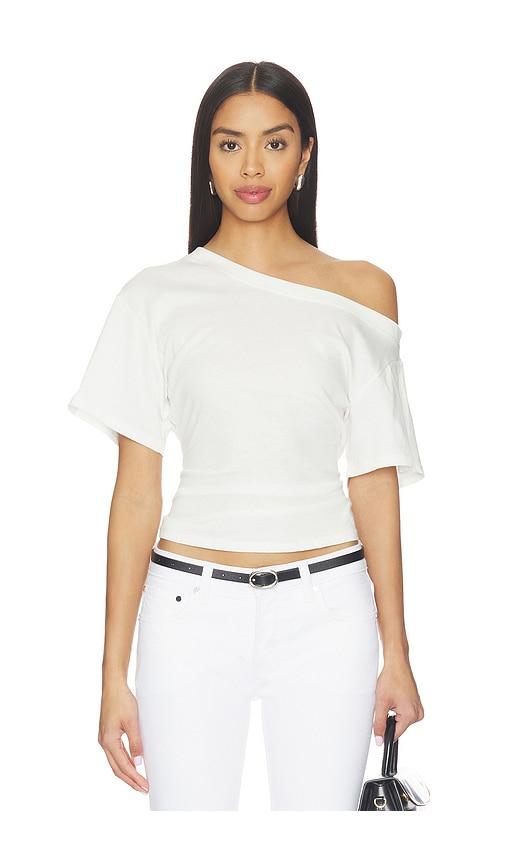 EB Denim Elena Off The Shoulder Tee in White by EB DENIM