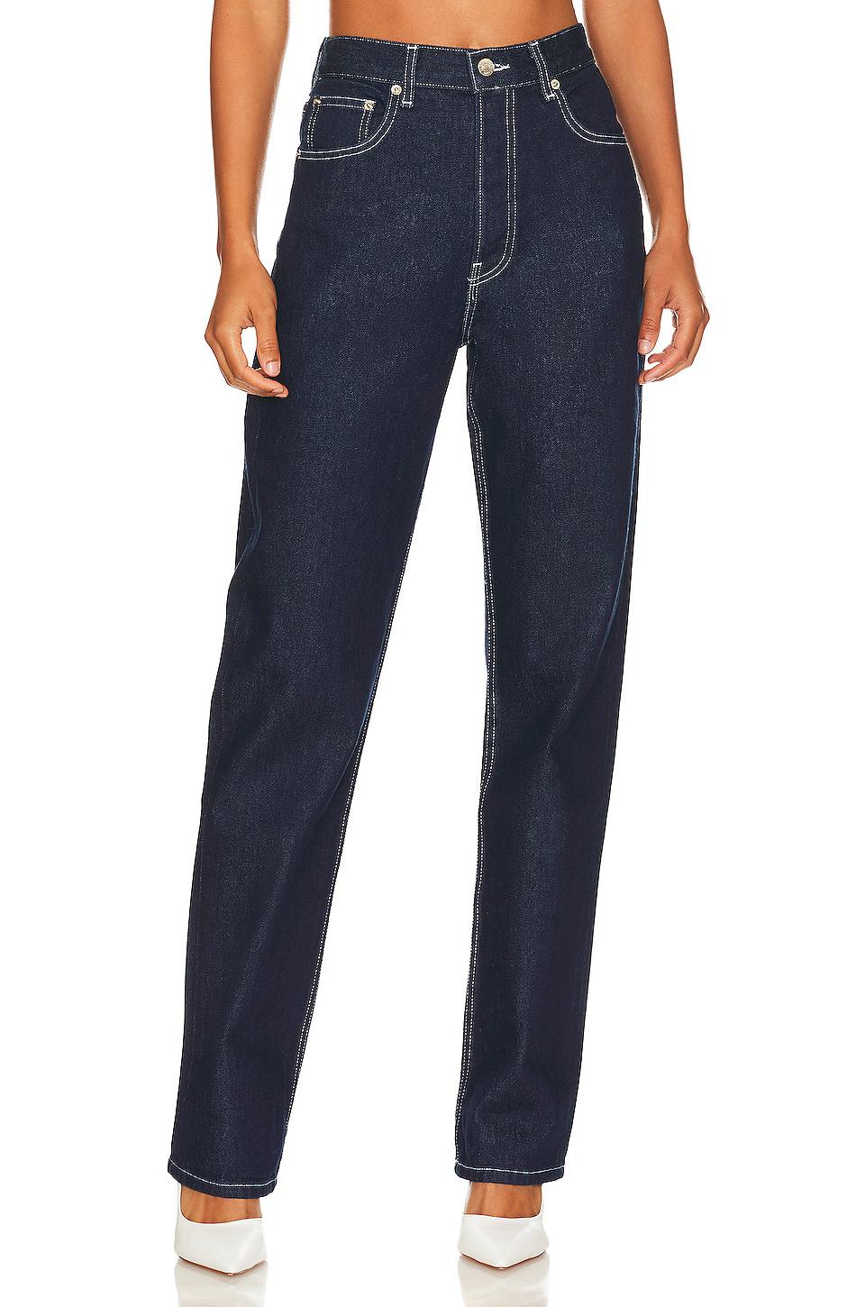 EB Denim High Rise Straight Jeans in Denim-Dark by EB DENIM