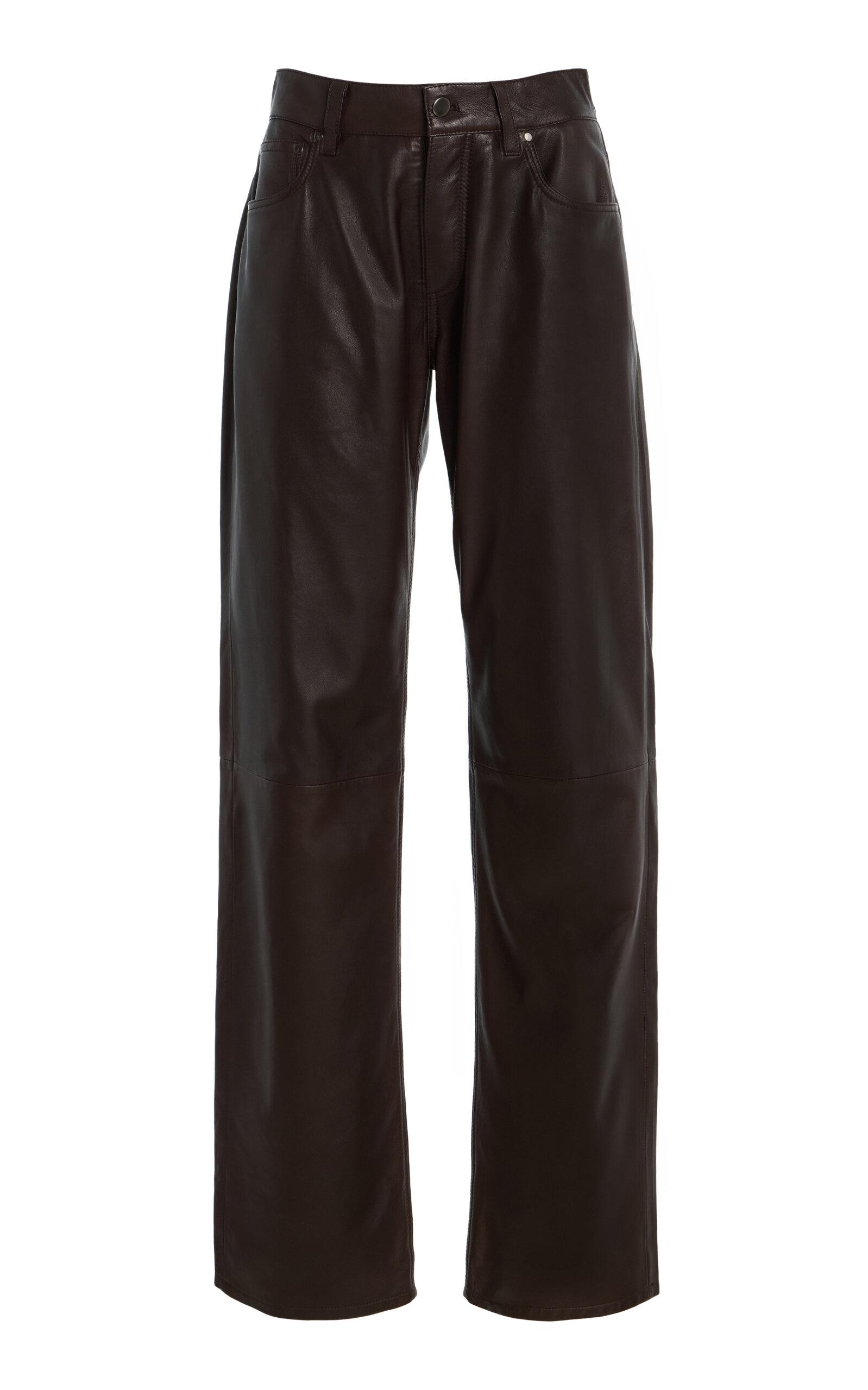 EB Denim Low Rise Baggy Leather Pants - Moda Operandi by EB DENIM
