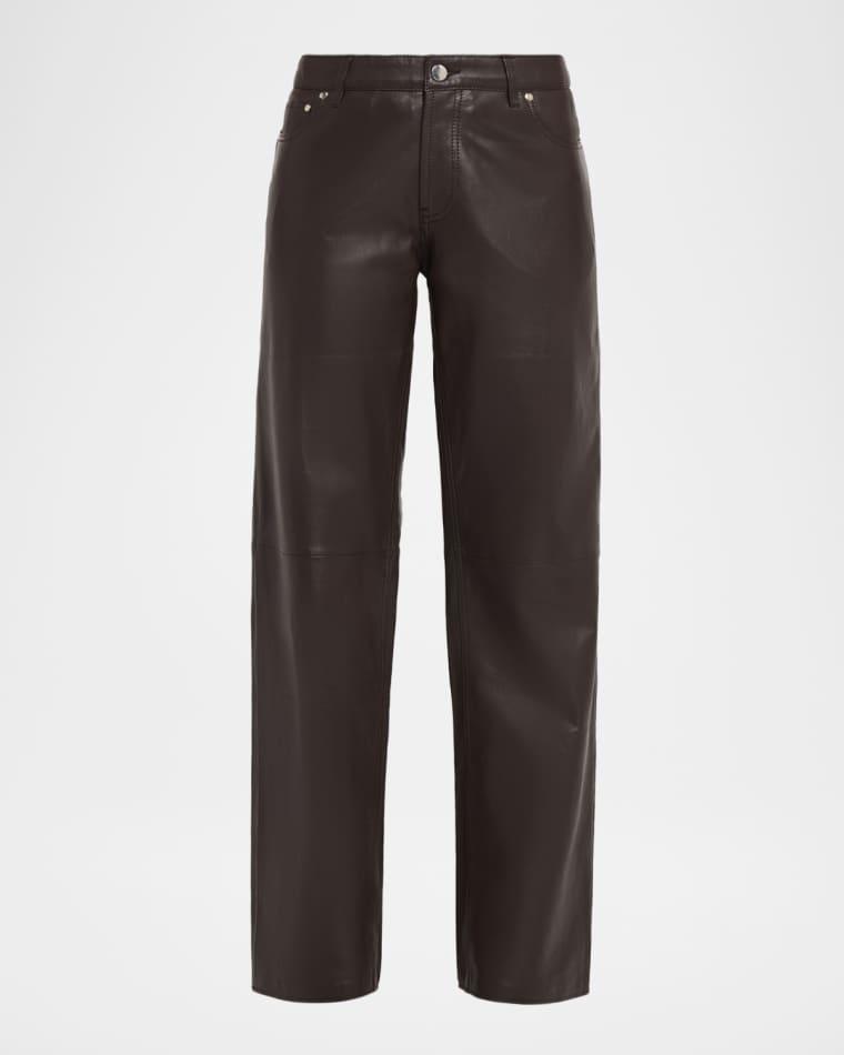 Low-Rise Baggy Leather Jeans by EB DENIM
