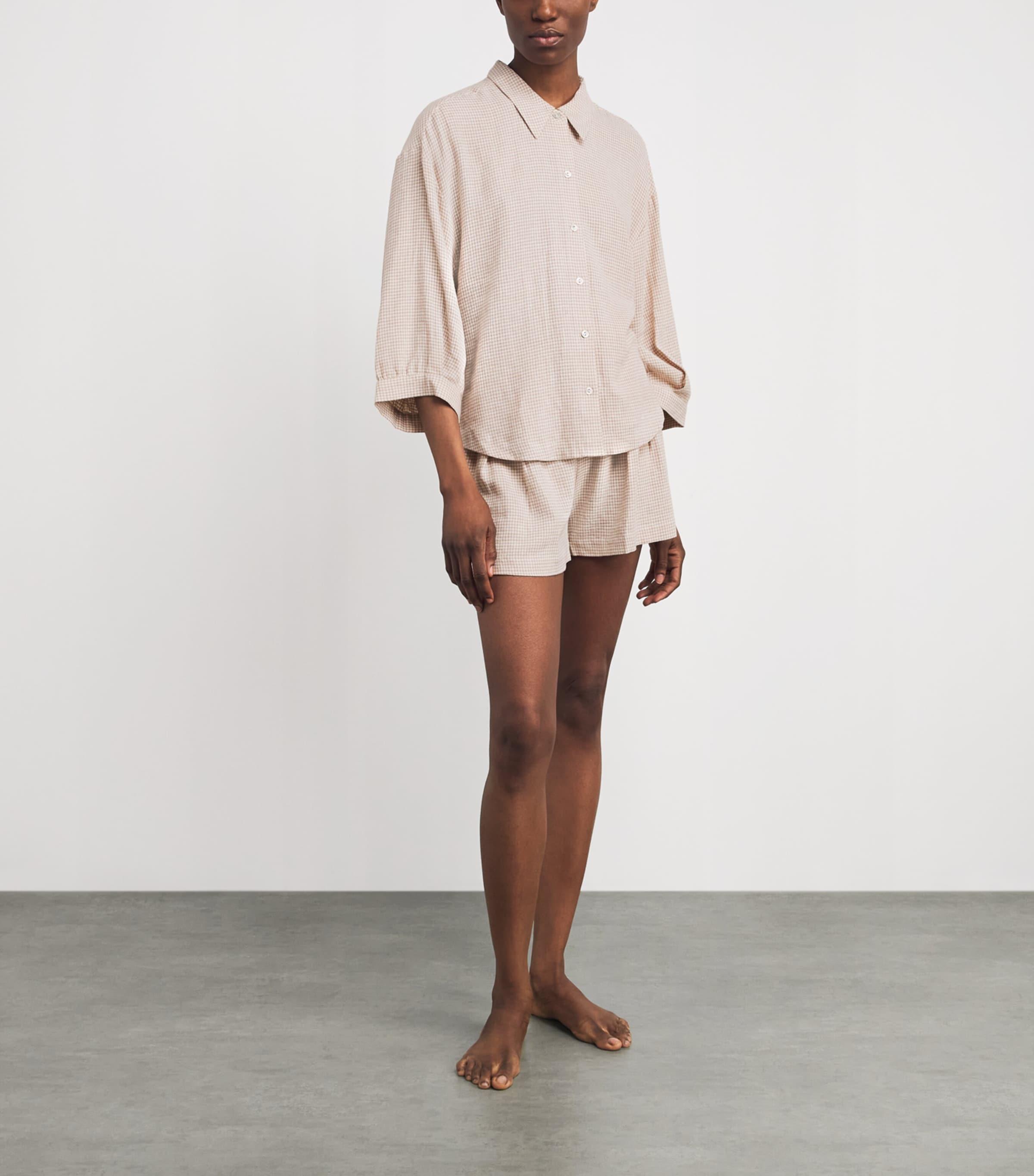 Eberjey Linen-Blend Gingham Pyjama Shorts by EBERJEY
