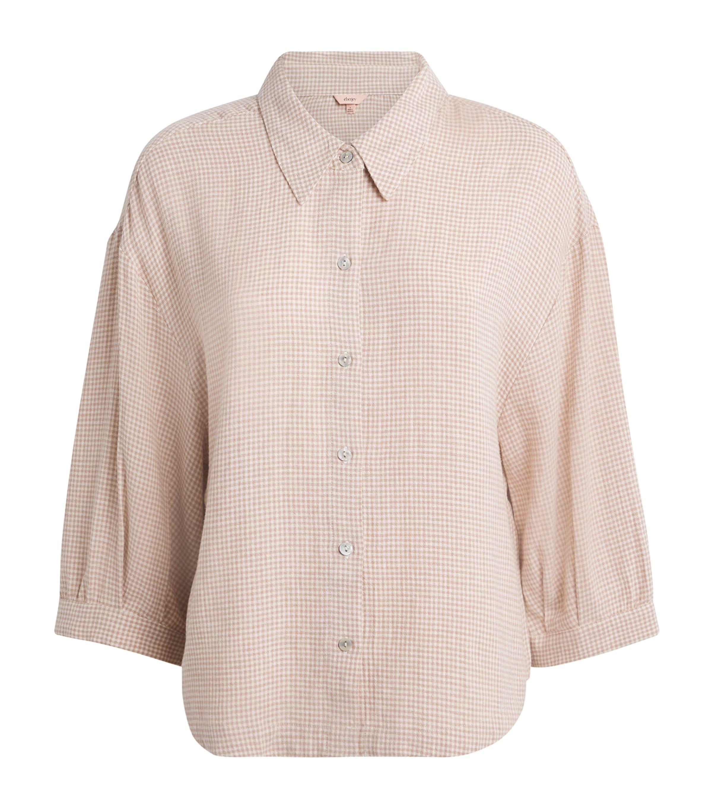 Eberjey Linen-Blend Gingham Pyjama Top by EBERJEY