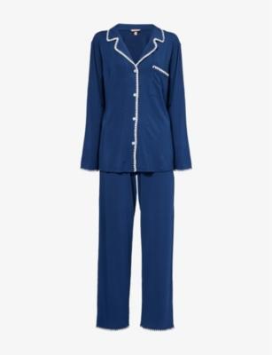 Frida contrast-piping stretch-jersey pyjamas by EBERJEY