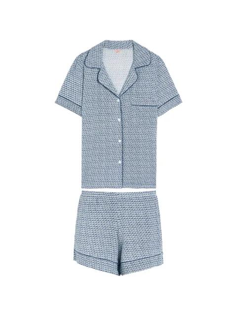 Gisele seashell-print piping-detail pyjama set by EBERJEY