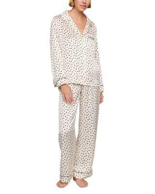 Inez Printed Washable Silk Long Pajama Set in Heart to Heart by EBERJEY