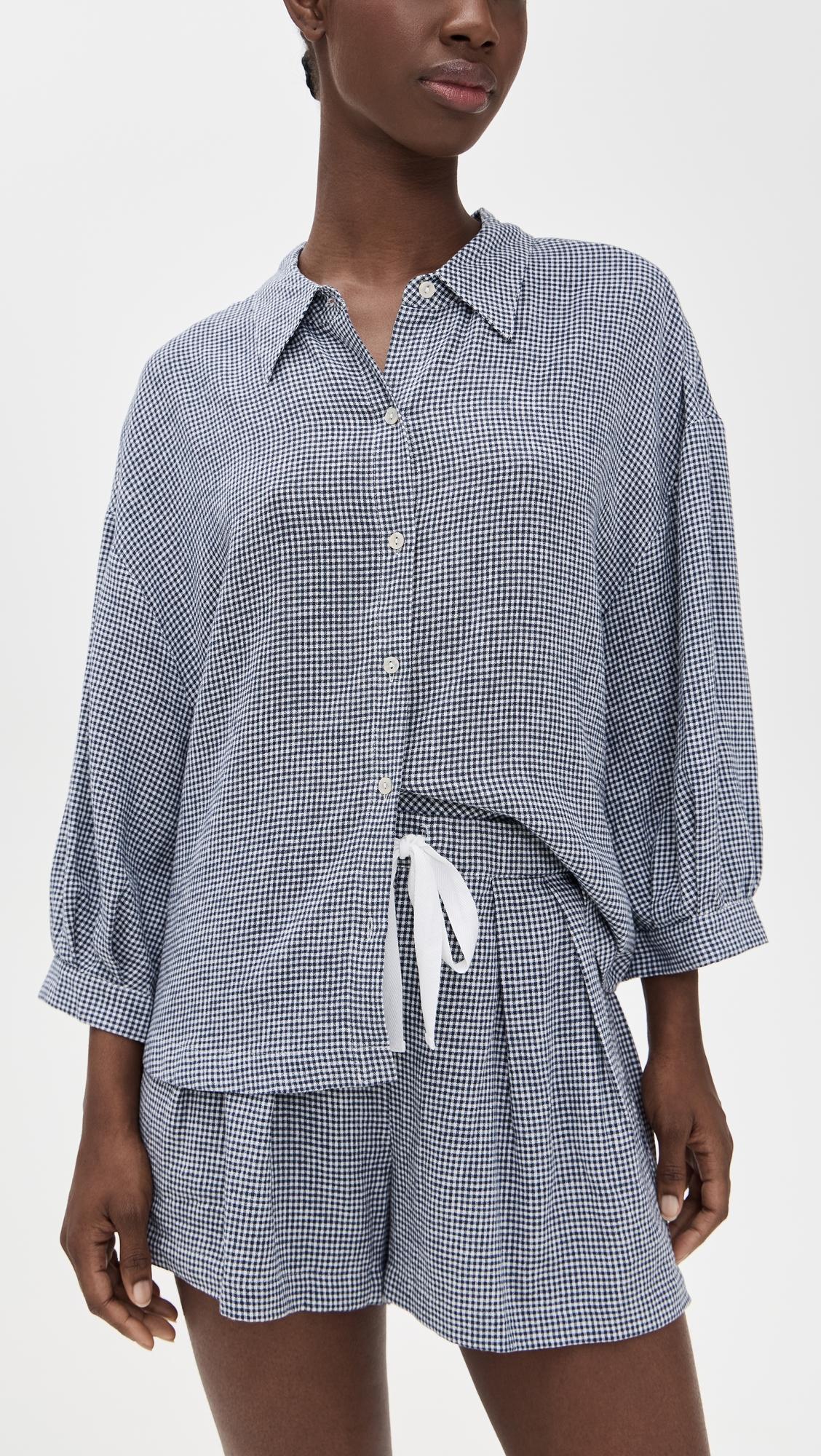 Linen Blend Relaxed Sleeve Top by EBERJEY
