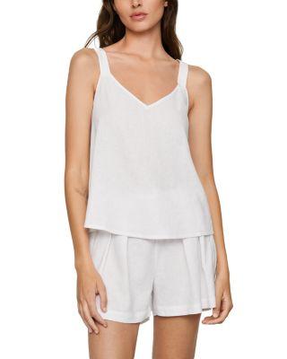 Linen Blend V Neck Cami by EBERJEY