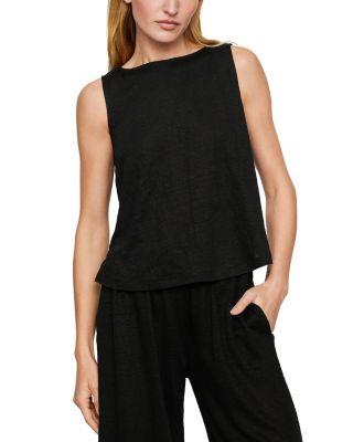 Linen Knit Boat Neck Crop Tank by EBERJEY