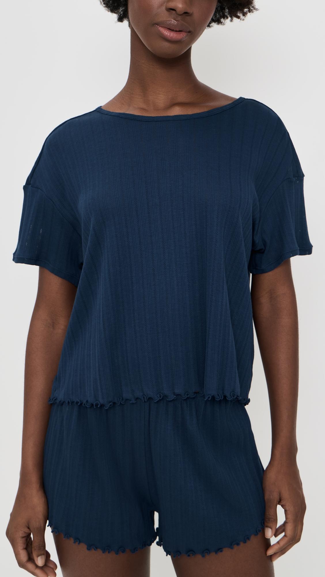 Pointelle Short Sleeve Tee by EBERJEY