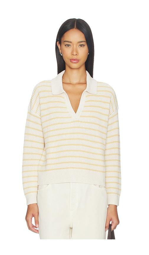 eberjey Fine Gauge Polo Top in White,Yellow by EBERJEY