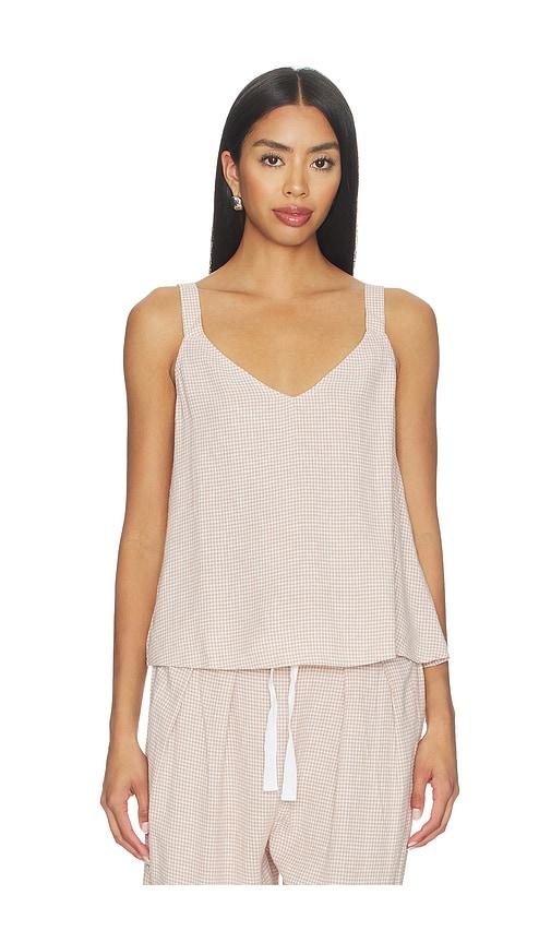 eberjey Linen Blend V Neck Cami Top in Taupe by EBERJEY
