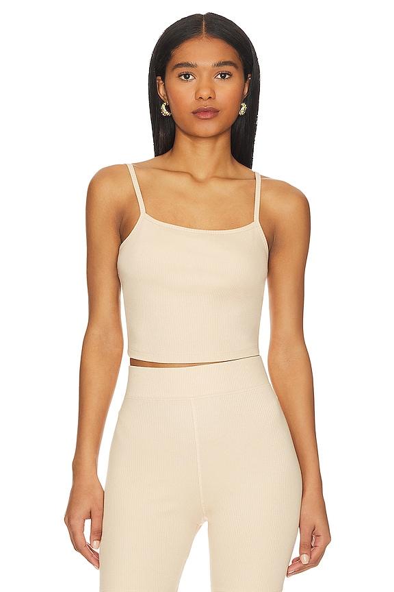 eberjey Pima Cropped Cami in Beige by EBERJEY