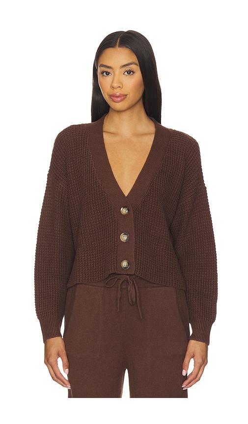 eberjey Recycled Sweater Cropped Cardigan in Chocolate by EBERJEY
