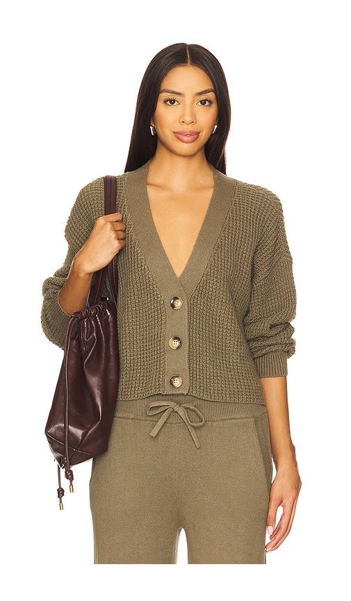 eberjey Recycled Sweater Cropped Cardigan in Olive by EBERJEY