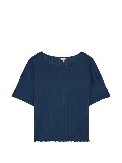 pointelle-knit lettuce-trim T-shirt by EBERJEY