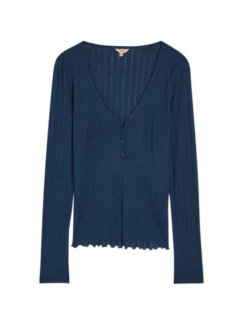 pointelle-knit ruffled-trim top by EBERJEY