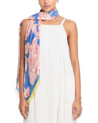 Block Floral Oversized Silk Scarf by ECHO