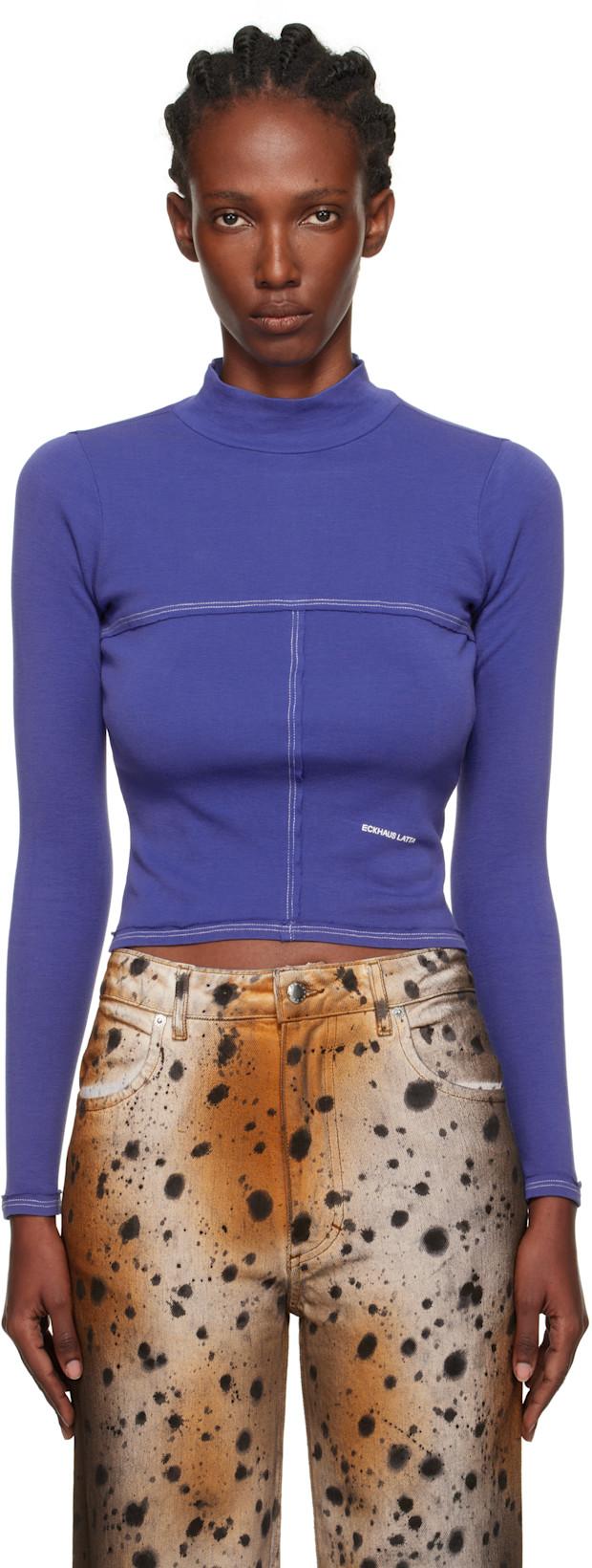 Navy Lapped Baby Turtleneck by ECKHAUS LATTA