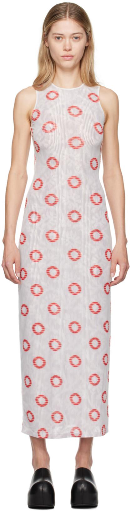 White & Red Duet Maxi Dress by ECKHAUS LATTA