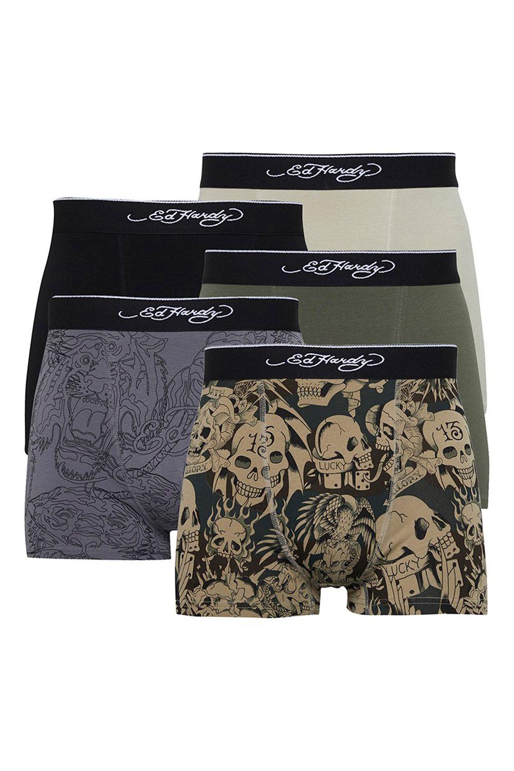 5 Pack Cotton Breathable Boxers Underwear - Arjin Collection by ED HARDY 5 Pack Cotton Breathable Boxers Underwear - Arjin Collection by ED HARDY