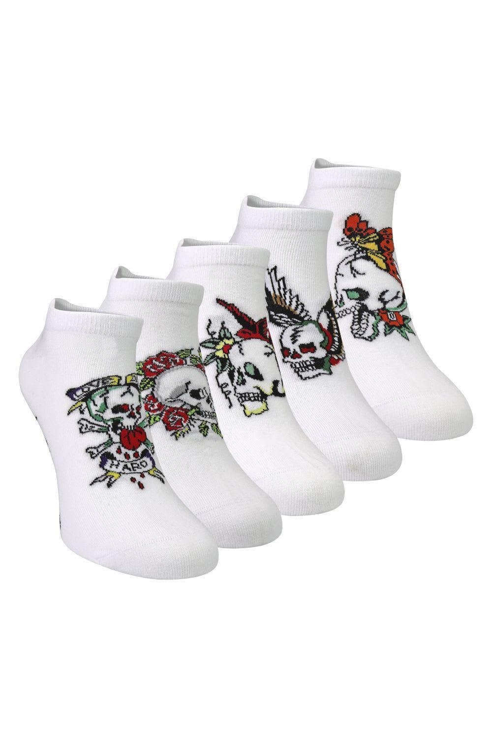 5 Pack  Cotton Rich Low Cut Trainer Liner Sports Gym Socks by ED HARDY