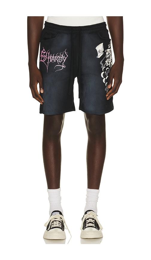 Ed Hardy Reaper Fleece Short in Black by ED HARDY