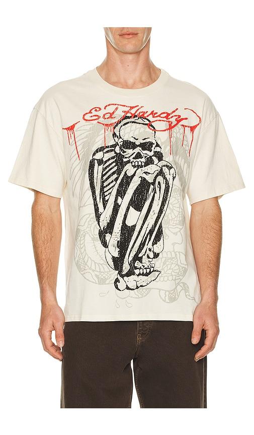 Ed Hardy Skele Rhinestone Boxy Tee in White by ED HARDY Ed Hardy Skele Rhinestone Boxy Tee in White by ED HARDY