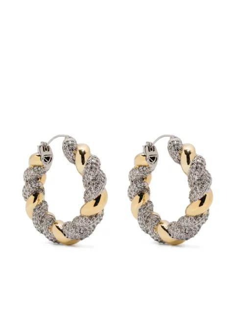 rtwo-tone pave rope hoop earrings by EDDIE BORGO