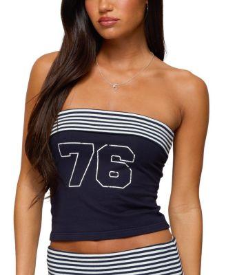 76 Stripey Fold Over Tube Top by EDIKTED