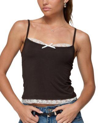 Adriel Contrast Lacey Tank Top by EDIKTED
