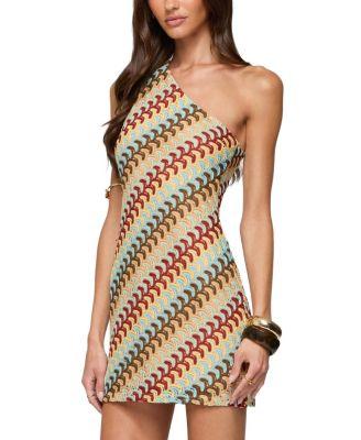 Agua Zigzag One Shoulder Mini Dress by EDIKTED