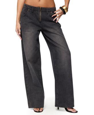 Aliyah Zip Low Rise Black Wash Jeans by EDIKTED