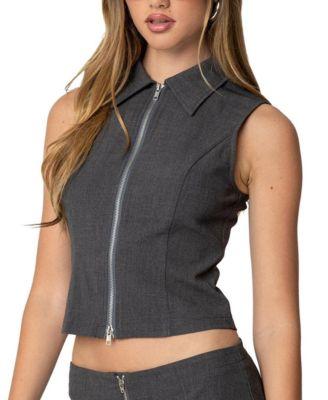 Allie Collared Zip Up Top by EDIKTED