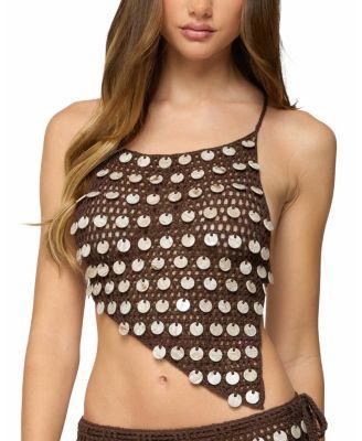 Alora Iridescent Crochet Backless Top by EDIKTED