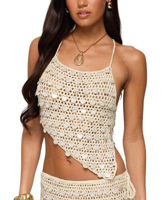 Alora Iridescent Crochet Backless Top by EDIKTED