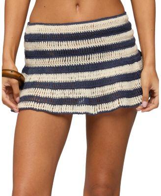 Alycia Striped Sheer Crochet Mini Skirt by EDIKTED