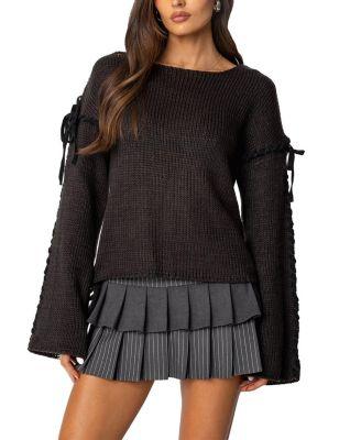 Amelia Lace Up Sleeve Sweater by EDIKTED