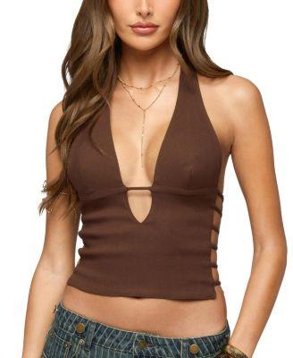 Aneera Cutout Plunging Halter Top by EDIKTED